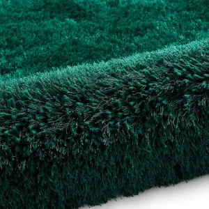 Jewel Green Shaggy Plain Modern Easy to Clean Rug for Living Room and Bedroom-150cm X 230cm