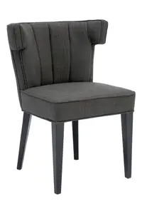 Fabric Upholstered Grey Plyester Dining Chair, Elegant Breakfast Room Chairs, High Back Dining Chair