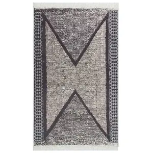 Berkfield Rug Black and Grey 160x230 cm Cotton