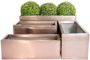 Primrose Frost and Rust-Resistant Outdoor Zinc Trough Planter in a Copper Finish 64cm