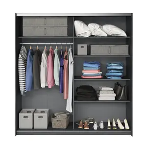 Sleek Galaxy Wardrobe with Sliding Doors in Oak Carbon - Stylish Storage, H2100mm W2000mm D610mm