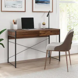 Costway Computer Desk Wooden PC Laptop Table Writing Workstation with 2 Drawers