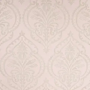 Arthouse Blush Pink Silver Grey Moroccan Damask Textured Heavy Vinyl Wallpaper