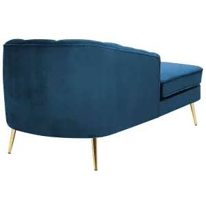 Right Hand Velvet Chaise Lounge Navy Blue ALLIER