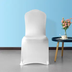 Front Flat Chair Cover for Wedding Decoration, White - Pack of 1