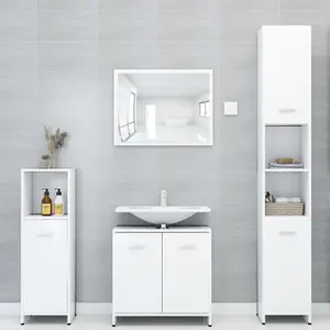 Berkfield Bathroom Cabinet White 30x30x183.5 cm Engineered Wood