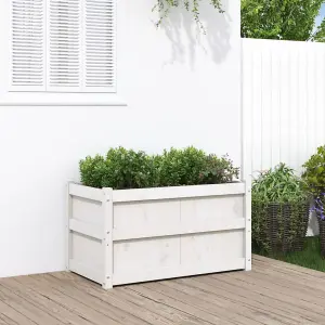 Berkfield Garden Planter White 90x50x50 cm Solid Wood Pine