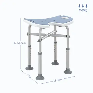 HOMCOM Aluminium Shower Stool for Elderly Disabled Non-Slip Bath Stool Blue