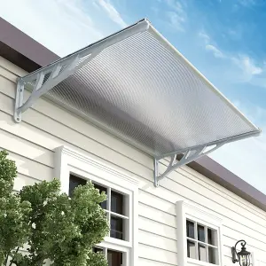 Grey Front Door Canopy Awning Rain Shelter For Window , Porch and Door W 150 cm x D 90 cm x H 28 cm