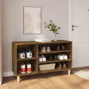 Berkfield Shoe Cabinet Smoked Oak 102x36x60 cm Engineered Wood