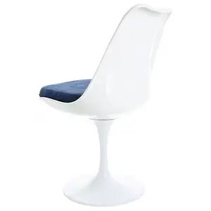 White Tulip Dining Chair with Luxurious Navy Cushion