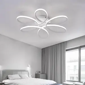 Modern White Acrylic Frame Circular Petal LED Ceiling Light Fixture Cool White 58cm