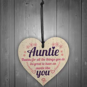 Red Ocean Aunties Like YOU Auntie Present Shabby Chic Wooden Hanging Heart Aunt Sign Friendship Love Gift