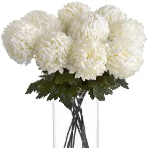 Hill Interiors Chrysanthemum White Faux Plant Large