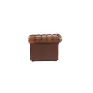 Chesterfield Low Back Club ArmChair Antique Tan Real Leather In Classic Style