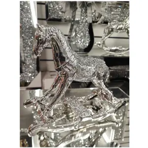 Crushed Diamond Rocking Horse Ceramic Ornaments Sparkle