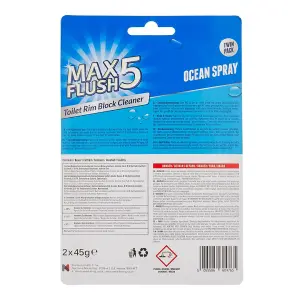 Max Flush 5 Ocean Spray Toilet Rim Block Cleaner (Twin Pack) (Pack of 12)