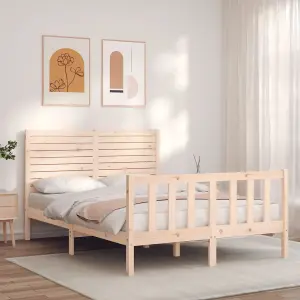 Berkfield Bed Frame with Headboard Small Double Solid Wood