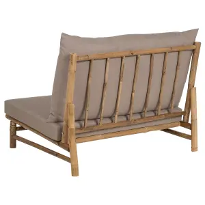 Set of 2 Garden Chairs with Cushions TODI Bamboo Wood Taupe