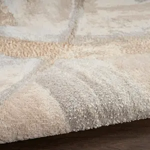 Brushstrokes Beige Abstract Modern Easy to Clean Rug for Living Room Bedroom and Dining Room-66 X 229cmcm (Runner)