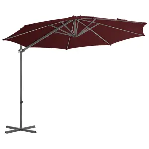 Berkfield Cantilever Umbrella with Steel Pole Bordeaux Red 300 cm