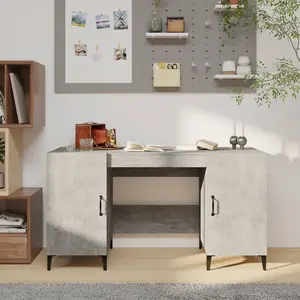 Berkfield Desk Concrete Grey 140x50x75 cm Engineered Wood