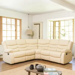 Brooklyn 242cm x 242cm Wide Reclining Corner Sofa - Cream