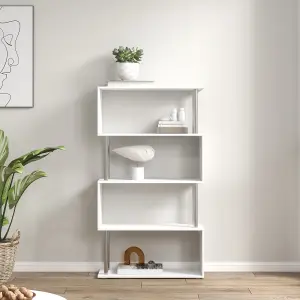 HOMCOM Wooden Storage Display Unit Bookshelf Bookcase Dividers S Shaped White