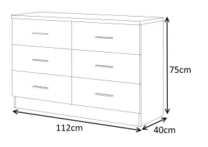 REFLECT XL 6 Drawer Chest of Drawers in Gloss White Fronts and Matt White Carcass