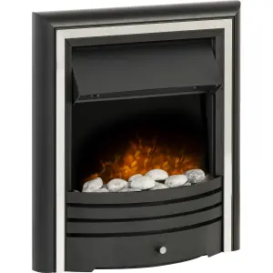 Adam Cambridge Pebble Electric Fire in Black & Chrome