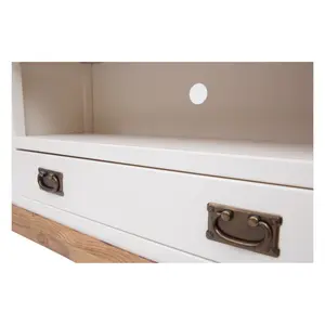 Tropea Off White 1 Drawer TV Cabinet Brass Drop Handle