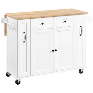 Yaheetech White Kitchen Cart with Storage Cabinet