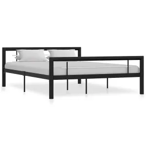 Berkfield Bed Frame Black and White Metal 120x200 cm