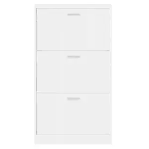 Shoe Cabinet High Gloss White 59x17x108 cm Engineered Wood