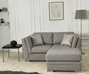 The Great British Sofa Company Charlotte 2 Seater Light Grey Sofa With Footstool