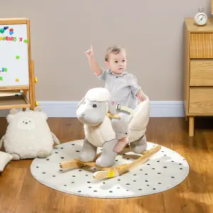 AIYAPLAY Baby Rocking Horse with Safety Belt, Sound, for 1-3 Years, Grey