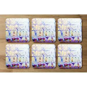 Square 6 Piece Coaster Set (Set of 6) Blue