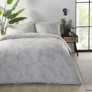 Matteo Cotton Blend Floral Duvet Cover Set with Pillowcases Natural / Super King - 2 Standard Pillowcase