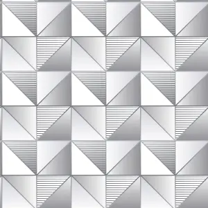 Galerie Geometrix Silver Grey Cubist Smooth Wallpaper