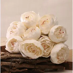 Artificial Silk Peony Bunch. Cream. 9 heads. 40 cm