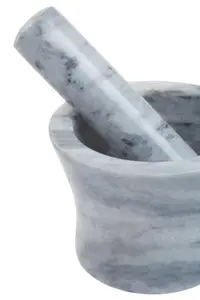 Maison by Premier Salerno Grey Marble Curved Mortar And Pestle