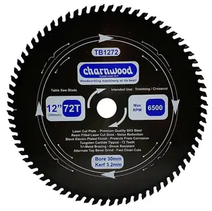 Charnwood TB1272 Low Noise Circular Saw Blade 300 x 30mm x 72T x 3.2k