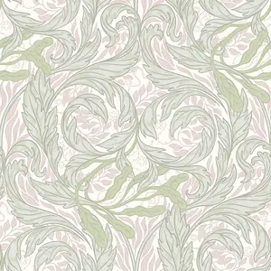 Vale Leaf Wallpaper Green / Pink Muriva 221503