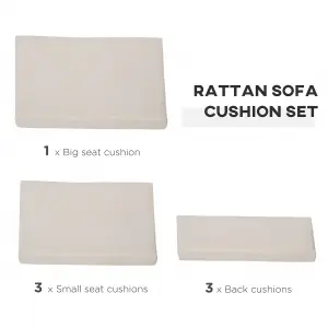 Outsunny 7 Pcs Outdoor Cushion Pads for Rattan Patio Conversation Set, Cream