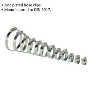 85 Pc Zinc Plated Hose Clip Assortment - 8 to 57mm - External Pressed Threads