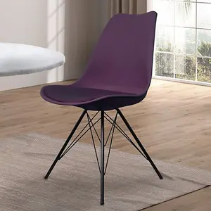 Soho Aubergine Plastic Dining Chair with Black Metal Legs