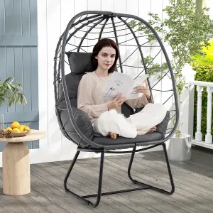 Costway PE Wicker Egg Chair Indoor Outdoor Lounge Chair Patio Basket Chair