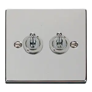 Polished Chrome 2 Gang 2 Way 10AX Toggle Light Switch - SE Home