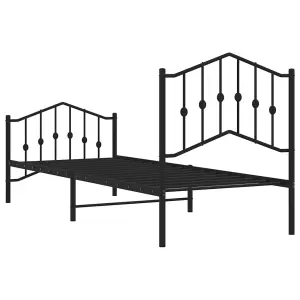 Berkfield Metal Bed Frame without Mattress with Footboard Black 90x190cm