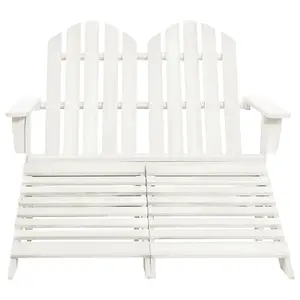 Berkfield 2-Seater Garden Adirondack Chair&Ottoman Fir Wood White